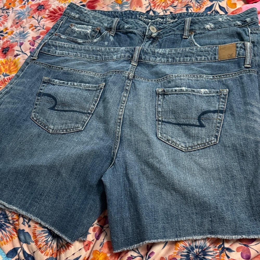 American Eagle Outfitters Distressed Blue Jean Shorts lot of 2 size 16
